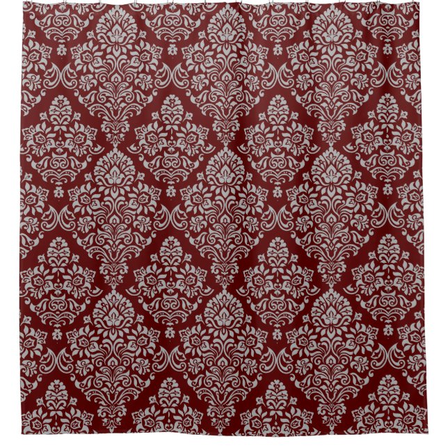 Cortina Para Chuveiro Padrão de Damasco Elegante e Sofisticado (Frente)