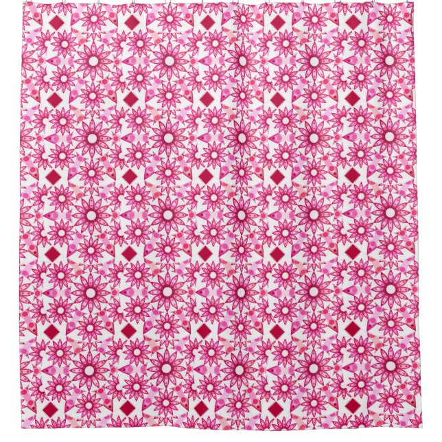 Cortina Para Chuveiro Padrão de Mandala em tons de rosa, marrom (Frente)