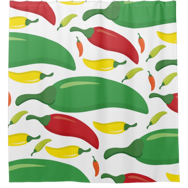 Cortina Para Chuveiro Padrão de pimenta (Frente)
