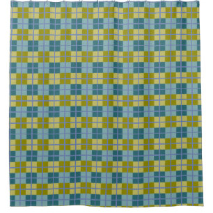 Cortina Para Chuveiro Padrão de Púrpura Amarelo Amarelo Azul-Teal