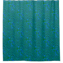 Cortina Para Chuveiro Padrão de Textura Submarina Verde Azul Chic