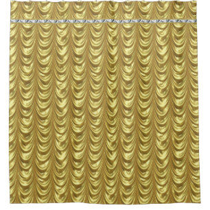 Cortina Para Chuveiro Padrão Dourado Elegante