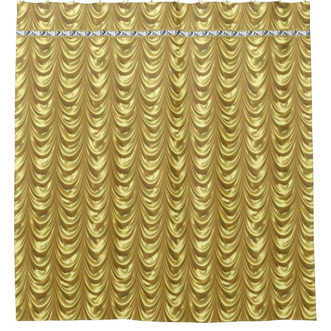 Cortina Para Chuveiro Padrão Dourado Elegante (Frente)