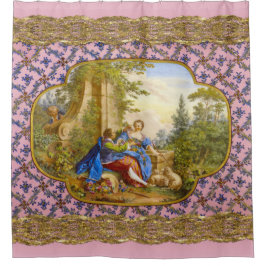Cortina Para Chuveiro Padrão Francês Secreto Romance Barroco Girly