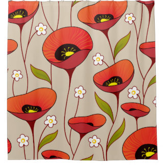 Cortina Para Chuveiro Papagaios Vermelhos Retro Floral Bonito Girly
