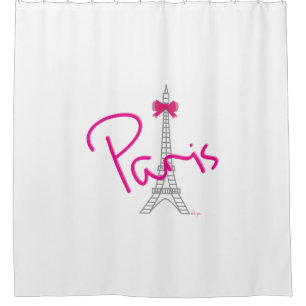 Cortina Para Chuveiro Paris, França, Torre Eiffel com arco rosa, moderno