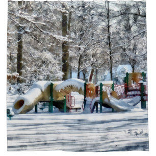Cortina Para Chuveiro Parque de Inverno