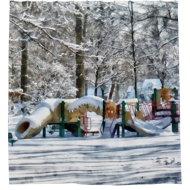 Cortina Para Chuveiro Parque de Inverno (Frente)
