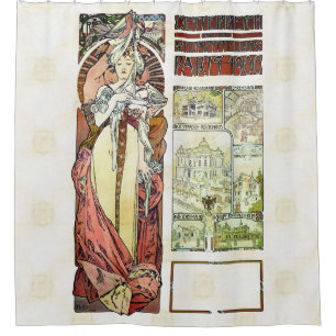 Cortina Para Chuveiro Pavilhão do austríaco de Alfons Mucha 1900