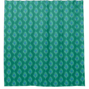Cortina Para Chuveiro Penas de Peacock, Aqua em Turquoise / Peacock