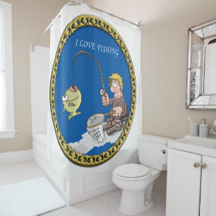 Cortina Para Chuveiro Pesca baixa grande do pescador no gelo