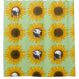 Cortina Para Chuveiro Piggy Sunflower