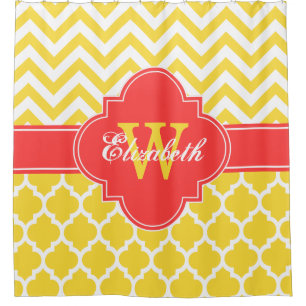 Cortina Para Chuveiro Pineapple Whoral Coral Red Marroquino #5 Chevron 1