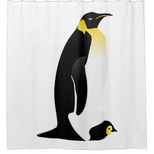 Cortina Para Chuveiro Pinguim com seu bebê