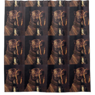 Cortina Para Chuveiro Pinscher obediente do Doberman