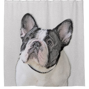 Cortina Para Chuveiro Pintura de Bulldog Francês (Brindle Pied) - Arte C
