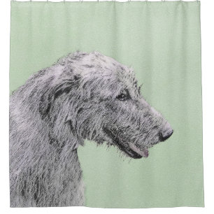 Cortina Para Chuveiro Pintura em Wolfhound Irlandês - Arte em Cachorro