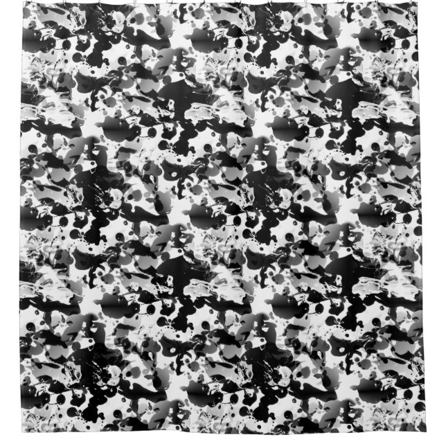 Cortina Para Chuveiro PISCINA Preta e Branca ESPALHA padrão sem falhas (Frente)