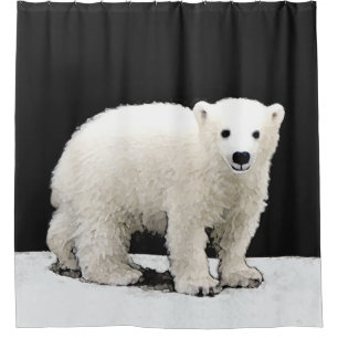 Cortina Para Chuveiro Polar Bear Cub Painting - Arte Original