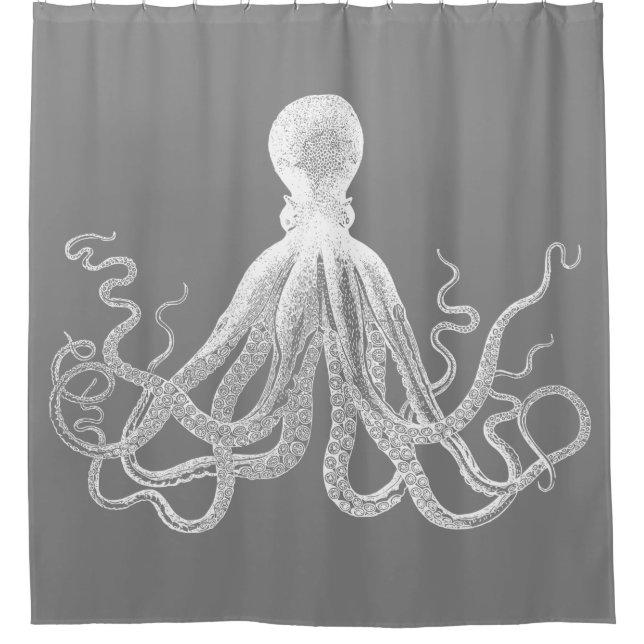 Cortina Para Chuveiro Polvo cinzento de Kraken (Frente)