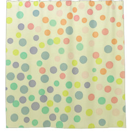 Cortina Para Chuveiro Pontos de confete multicolorido em amarelo pastel