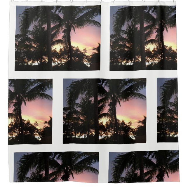 Cortina Para Chuveiro Por do sol da palmeira (Frente)