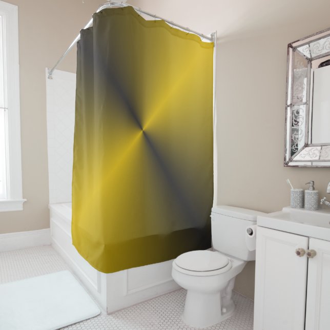 Cortina Para Chuveiro Preto e Dourado Vibrante (In Situ)