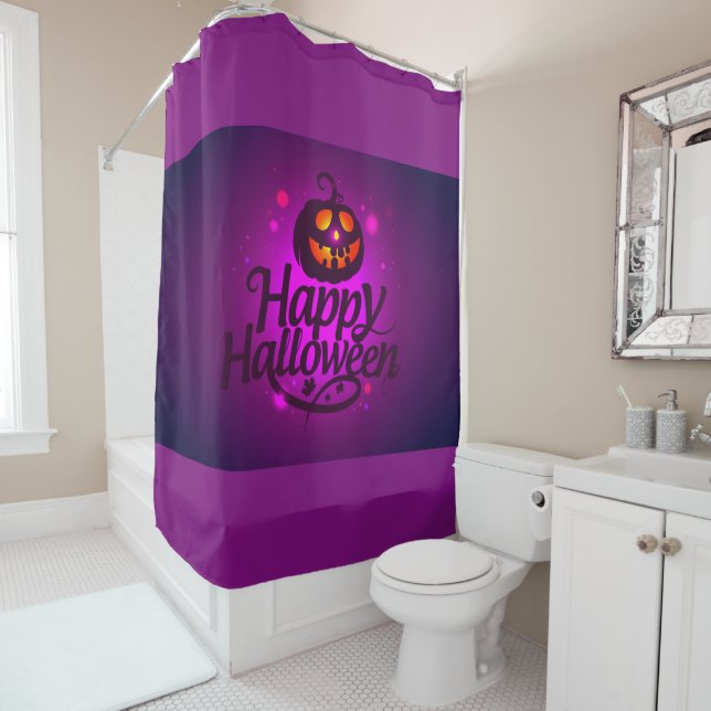 Cortina Para Chuveiro Purple Happy Halloween (In Situ)