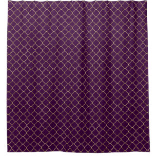 Cortina Para Chuveiro Quatrefoil chique Dourado e roxo
