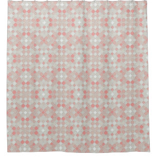 Cortina Para Chuveiro Quatrefoil marroquino Padrão Coral Peach Seafoam