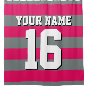 Cortina Para Chuveiro Raspberry Charcarbonus Sports Jersey Preppy Stripe