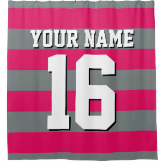 Cortina Para Chuveiro Raspberry Charcarbonus Sports Jersey Preppy Stripe