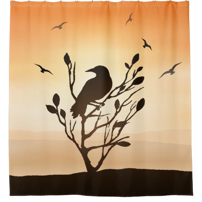 Cortina Para Chuveiro Ravens no Chá Sunset Curtain Home Decor (Frente)