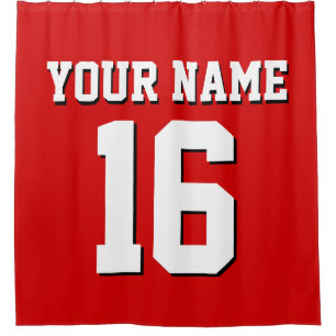 Cortina Para Chuveiro Red White Sports Jersey Team