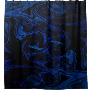Cortina Para Chuveiro Redemoinho Azul Preto Abstrato Fumê Legal