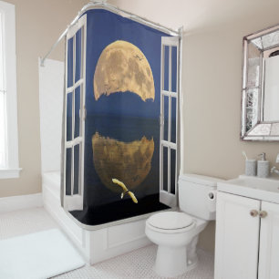 Cortina Para Chuveiro Reflexão da lua