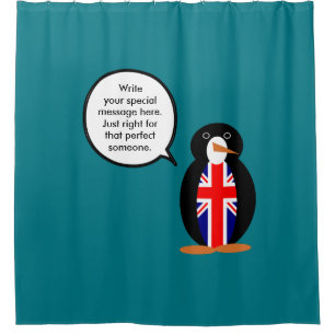 Cortina Para Chuveiro Reino Unido Falando Sra. Pinguim