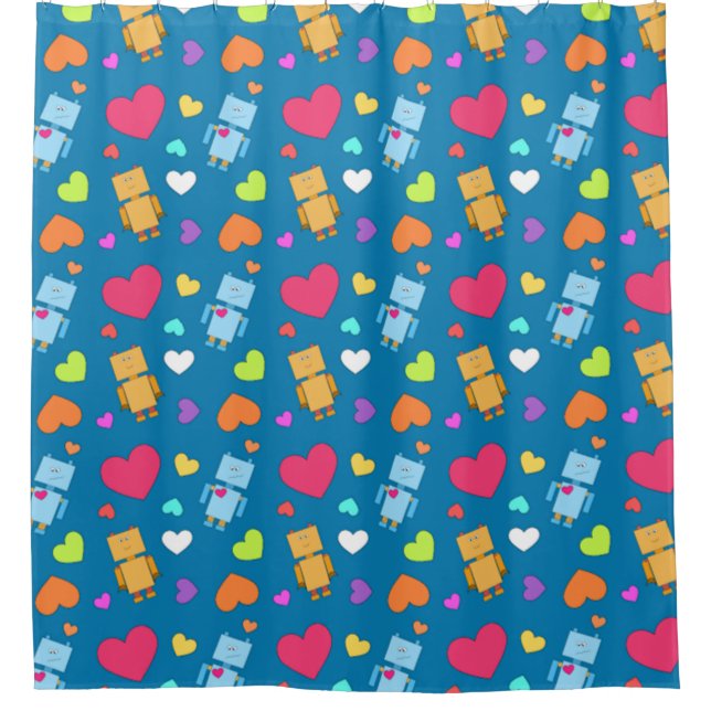 Cortina Para Chuveiro Robot Love (Frente)
