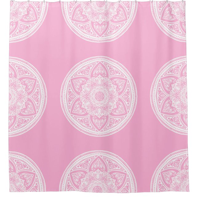 Cortina Para Chuveiro Rosa Mandala (Frente)