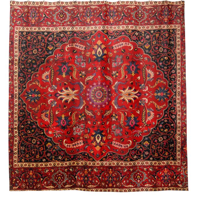 Cortina Para Chuveiro Rug Persa Vermelho de Mashhad (Frente)