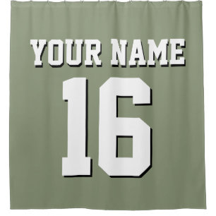 Cortina Para Chuveiro Sage Green White Sports Team Jersey