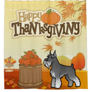 Cortina Para Chuveiro Schnauzer feliz da acção de graças