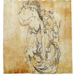 Cortina Para Chuveiro sereia do vintage no pergaminho