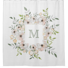 Cortina Para Chuveiro Seu monograma em uma cortina de chá de Quadro Flor