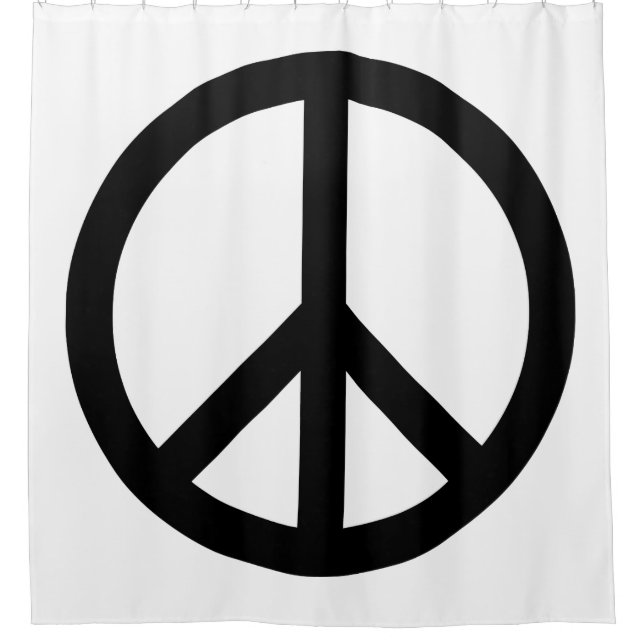 Cortina Para Chuveiro Símbolo da Paz Branco e Preto (Frente)
