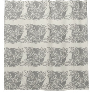 Cortina Para Chuveiro Simples Art Nouveau Design Floral e Tan