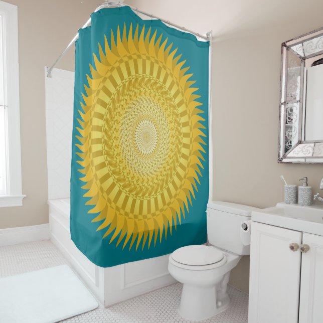 Cortina Para Chuveiro Sun Mandala em amarelo (In Situ)