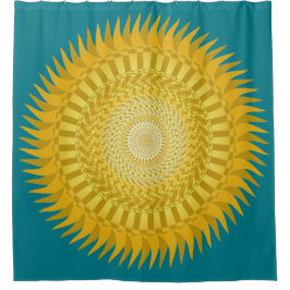 Cortina Para Chuveiro Sun Mandala em amarelo
