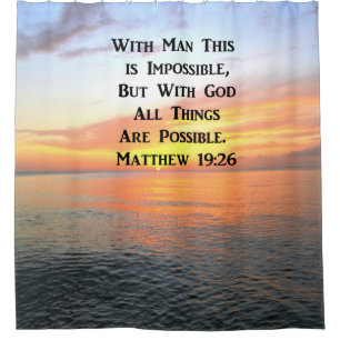 CORTINA PARA CHUVEIRO SUNRISE ESPIRITUAL MATTHEW 19:26 FOTO