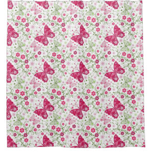 Cortina Para Chuveiro Teste padrão branco floral